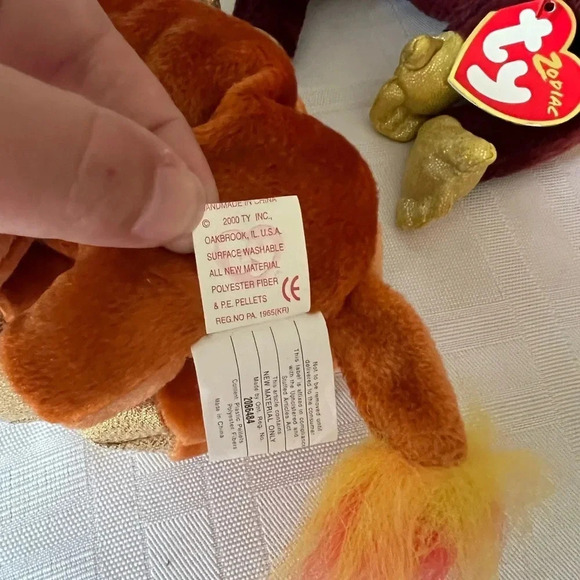 Vintage Ty Beanie Babies Lot of 3 Zodiac Collection -  Ox, Monkey & Pig - Picture 6 of 14